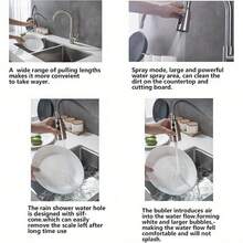 360° Kitchen Sink Mixer Taps Pull Out Spout Spray Single Lever Modern Mono Tap - Black - View 3