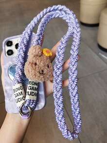 1 件可爱兔子手机挂绳，三股编织，三重，长斜挎带，毛绒兔子玩偶吊坠，时尚编织肩带，适合送给母亲、家人、朋友、生日、节日的手机挂饰、手机链的礼物 - 彩色 - 查看 10
