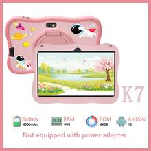 BDF Tablette PC pour enfants de 7 pouces avec 4 Go de RAM et 64 Go de stockage, système d'exploitation Android 13, WiFi, comprend un protecteur d'écran, un logiciel de contrôle parental, des applications éducatives, des caméras doubles, une coque de protection en silicone, une coque en silicone d'astronaute, cadeau de Ramadan (adaptateur non inclus) - Recolorer - Voir 13