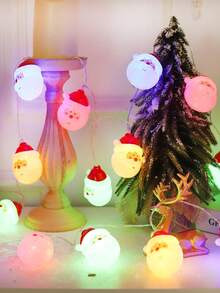 Christmas Snowman Santa LED String Lights, Battery Operated Fairy Lights, Indoor Xmas Decor For Christmas Tree Bedroom Window Holiday Party Decoration, Christmas String Lights, Xmas Tree Decoration Lights - White - View 11