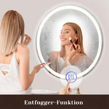 homefire Mirror Bathroom Bathroom Mirror With Lighting - LED Bathroom Mirror Round 80cm Wall Mirror Bathroom With Touch Switch And Defogger Function IP44 Light Mirror Dimmable 3000K-6500K - White - View 2