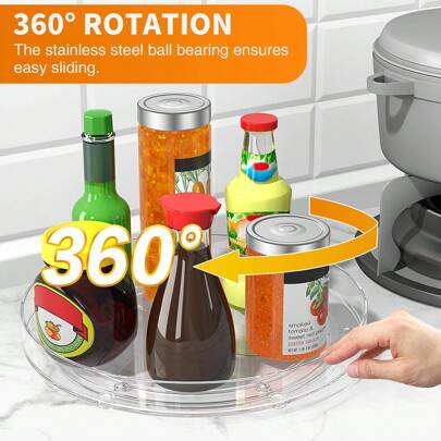 1/2 قطعة منصة دوارة 23 سم - رف توابل بلاستيكي قابل للإمالة 360 درجة، مناسب للمطبخ والثلاجة والخزانة
