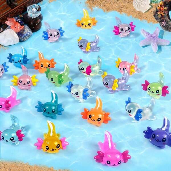 5/10/20 Pcs Miniature Axolotl Figurine Set - Collectible Resin Salamander Desk Decorations, Multicolor Cute Animal Figures For Micro Landscape, Fairy Garden Accessories