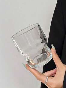 1pc Transparent Cup, New Glass Cup, Suitable For Use In Office, Bedroom, Living Room And Other Occasions, Only Using A Good Cup Can Have A Good Mood To Drink Water. Round Creative Cold Drink Cup, Minimalist INS Style Juice Cup. Suitable For Home And Cafe Use. - Multicolor - View 3