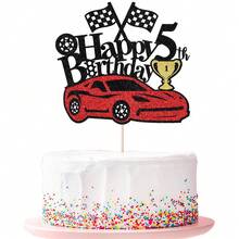 1 Buah Hiasan Kue Ulang Tahun Mobil Balap, Bendera Berkilau, Piala Balap, Tusuk Kue Mobil Balap untuk Tema Balapan Pesta Ulang Tahun ke-1-10 - MultiWarna - View 22