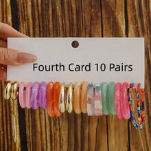 1 Pair/10 Pairs/40 Pairs New Dual-Color Acrylic Resin Acetate Minimalist Fashion C-Shape Hoop Earrings Set