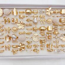 Juego de 20 piezas de anillos con diseños de mariposa, serpiente y flor brillantes, unisex, de estilo mixto, con incrustaciones de rhinestone, accesorios de joyería adecuados para uso diario y decoración de fiestas - 20 anillos de estrellas de mar al azar - Ver 2