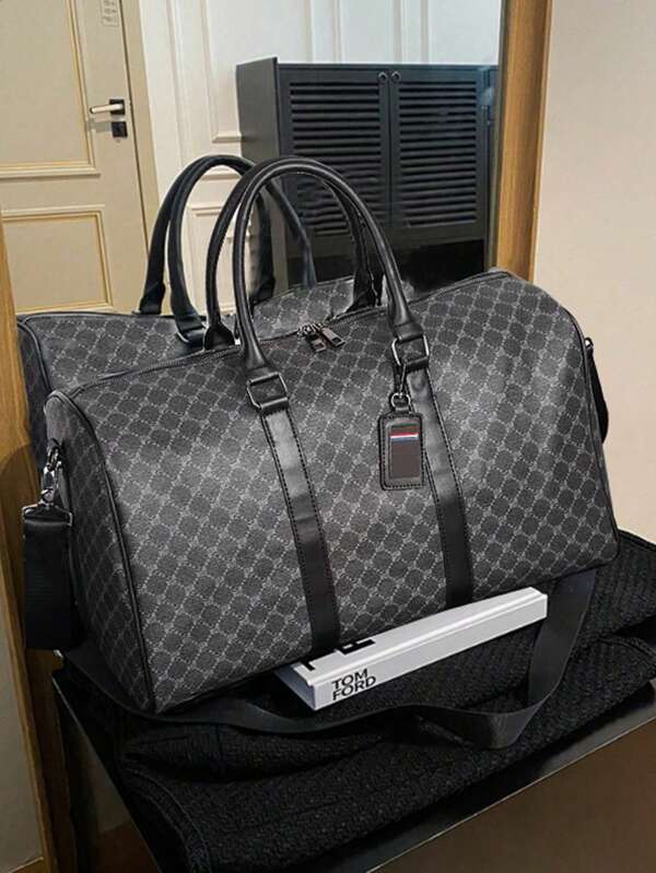 1pc Travel Bag, Checkerboard Design Lightweight High Capacity, Fashionable Suitable For Long Travel, Business Trips, Student Dorms, Weekend Picnics Overnight Bag Large Tote Bag Travel Essential Shopping Bag Large Capacity Bag Hiking Accessories Travel Bags Gym Bag