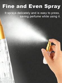 1 pieza Botella de perfume de vidrio de alta gama de 5ml con atomizador recargable, botella de subpaquete con bomba de pulverización, botella de perfume de bolsillo pequeña, estuche con bomba de aroma, contenedor de perfume portátil vacío para viajes, sala de estar, hogar, dormitorio, baño, decoración de la casa, viajes, bodas, fiestas de cumpleaños, regalos para hombres, mamá, papá, amigos, Año Nuevo, accesorios, regalos divertidos, herramientas de viaje portátiles, accesorios de viaje, artículos para exteriores de viaje