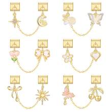 1pc Multifunctional Modular Jewelry Set - Golden Pendant Bracelet, Ring, Anklet, Floral, Star, Bow, Cherry Elements, Lightweight Luxury Design, Freely Combinable