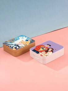 1pc Customizable Pattern Tin Can - Macaron Colors Available (Macaron White/Gold/Orange Etc.), Rounded Body With Smooth Tin Material, Metallic Luster, Tight-Sealing Lid Design - Moisture-Proof, Compact & Practical, Suitable For Tea Lovers, Jewelry Collectors, Home Organization Enthusiasts, And Students