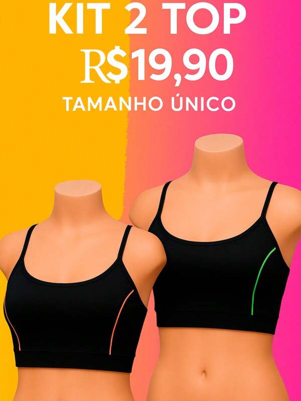Kit 2 Top Feminino de Academia Com Bojo