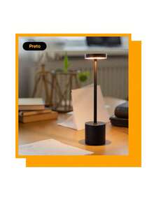 3-Tone Table Lamp Luxurious Bedside Rechargeable Lampshade LED Desk Bedroom Lamp - Negro - Ver 2