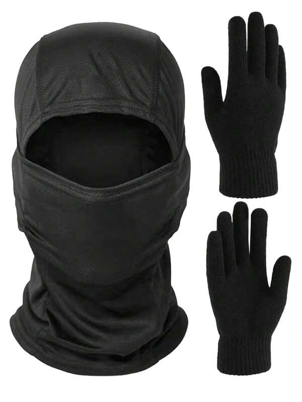 1 Set Unisex Ski Mask, Balaclava And Black Gloves, Fashionable Mask, Lightweight And UV-Resistant, Suitable For Motorcycling And Skiing