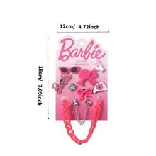 1pc MINISO Barbie Series Eyelet Accessories, Showcasing The Exquisite Charm Of Barbie Dolls, Available In Various Sizes And Shapes Such As Bows And Hearts, Suitable For Clothing Modification, Bag Decoration, And More - Pink - View 10