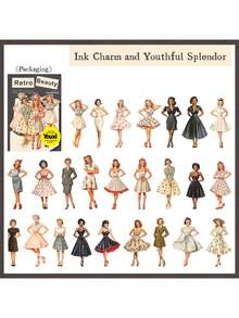 have a good day 25pcs/Pack Vintage Girl Stickers, Creative Aesthetic Stickers, DIY Decorative Collage Craft Materials, Holiday Gifts, Personalized Scrapbooking School Supplies