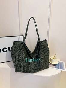 1 件个性化女士单肩包，定制名字刺绣斜挎包，大容量豹纹休闲帆布手提包，适合日常使用，可作为送给家人、朋友、圣诞节、复活节、春节、母亲节、妇女节、情人节、教师节、护士节、生日、周年纪念日的礼物 - 彩色 - 查看 10