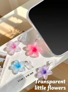 1pc Transparent Tie Dye 3D Flower Dust Plug Phone Charm Accessory, Suitable For Type C & Lightning Devices