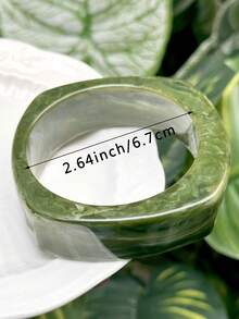 1 件女士时尚手链，绿色和棕色不对称方形设计，适合日常佩戴，周年纪念礼物（尺寸偏差 3 毫米/0.11 为正常现象） - 綠色系列 - 查看 11