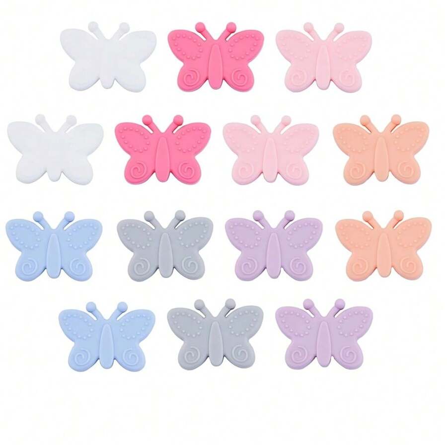 10pcs/Set 10 Colors Butterfly Silicone Beads, DIY Necklace Bracelet Earring Keychain Craft Jewelry Making Supplies