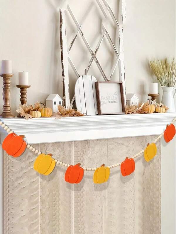 1pc Autumn DIY Felt Maple Leaf&Pumpkin& Wooden Bead Banner,Thanksgiving Pumpkin Banner Decor,For DIY Autumn Decor,Farmhouse Fireplace Decoration Props,Living Room Festival Decoration,Autumn Home Decor,Party Decorations,Classroom Decor,Bedroom Decor,Flag,Home Decor,Fall Decor,Autumn Home,Party Supplies,Garden Decor,Pumpkin Decor,Autumn Decorations,Fall Decoration,Pumpkin Decoration,Wreath,Wooden Create,Wall Decor