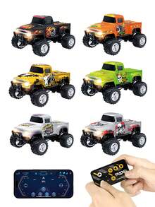 Mini RC Truck With APP Control, 1:64 Scale Monster Truck Toy, 2.4GHz Wireless Remote Control, LED Lights, Alloy Case, MultiControl Modes, Speed/Steering Adjustable- Toy Gift For Boys, Girls, Adults - Multicolor - View 2