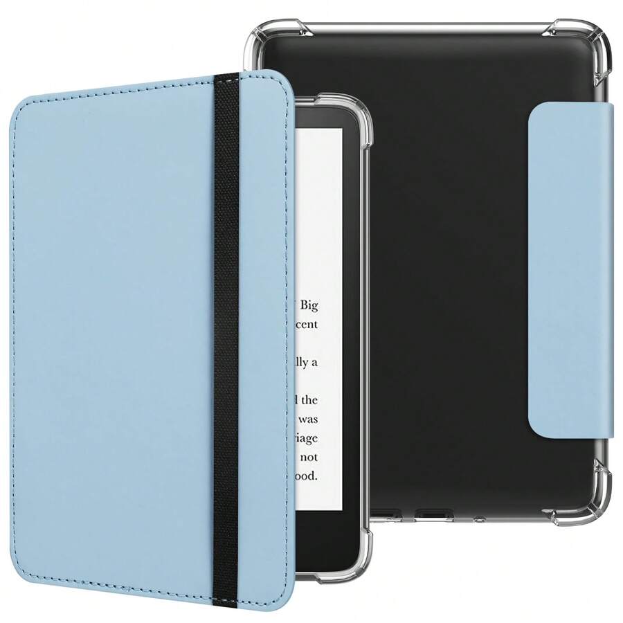 Capa Compatível com Kindle 6" 2022/2024/Kindle Paperwhite 6.8" 2021/Kindle Paperwhite 7" 2024 Lançado, Couro PU Premium + Capa Traseira de TPU Macio Transparente com Função Dormir/Despertar Automática para Kindle 2024/2022 11th Geração.
