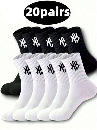 20/15/10/5/4/3/2/1 双装男士运动袜，时尚户外跑步袜，舒适日常穿着