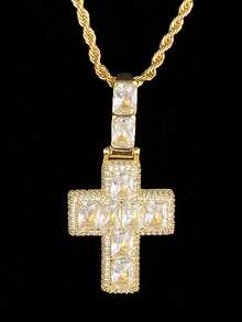 DUBSS 1 Piece Iced Out Fully Baguette Cross Necklace Pendant For Men Plated 5A Cubic Zirconia Hip Hop Jewelry - Cross - View 4