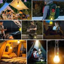 4 Pack Solar Rechargeable Hooked Camping Light Vintage Outdoor Tent Camping Ambient Light Multi-Functional Household Tungsten Lights