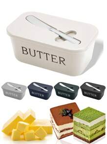 1pc Butter Dish,Butter Box,With Oil Knife,Cover,Butter Storage Container,Often Suitable For Kitchen Baking And Gift-Giving,Sealed Butter Container Covers The Countertop Or Refrigerator Can Be Cleaned In The Dishwasher