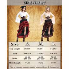 Verceco Pirate Costume Women Outfit With Renaissance Pirate Shirt Skirt Corset Waist Belt Womens Halloween Pirate Costumes(Beige+Brown, S) - 小號+++米色+棕色 - 查看 6