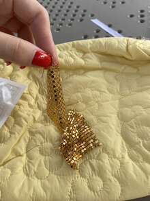 1 Pair Elegant Sparkly Metal Mesh Chain Dangle Earrings For Women, Versatile For Party, Holiday, Valentine's Day, Suitable For All Seasons,Mom,Mother,Mother's Day,Gift - Yellow Gold - View 6