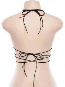 Women's Metic Bralette Bra Strappy Wrap Around Crop Top Rave Dance Tops Back To School Halloween Clothes Women