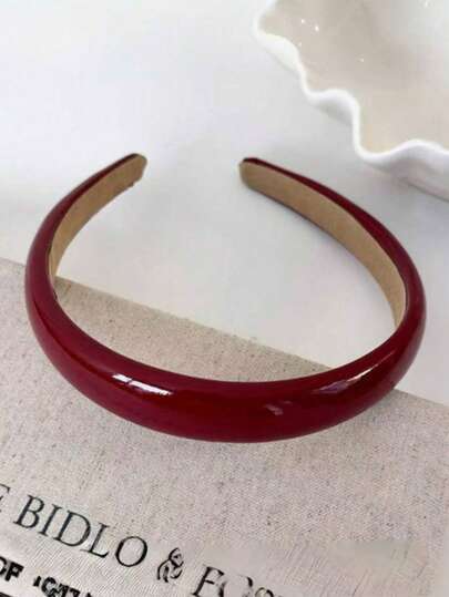 1pc Simple Retro Red PU Leather High Hairline Wash Face Non-Slip Headband,Suitable For Various Hair Lengths, Suitable For Girls And Young Women In Various Occasions, Applicable Throughout The Year. ,Hair Hoop Hairband For Women Hair Accessories Head Accessories