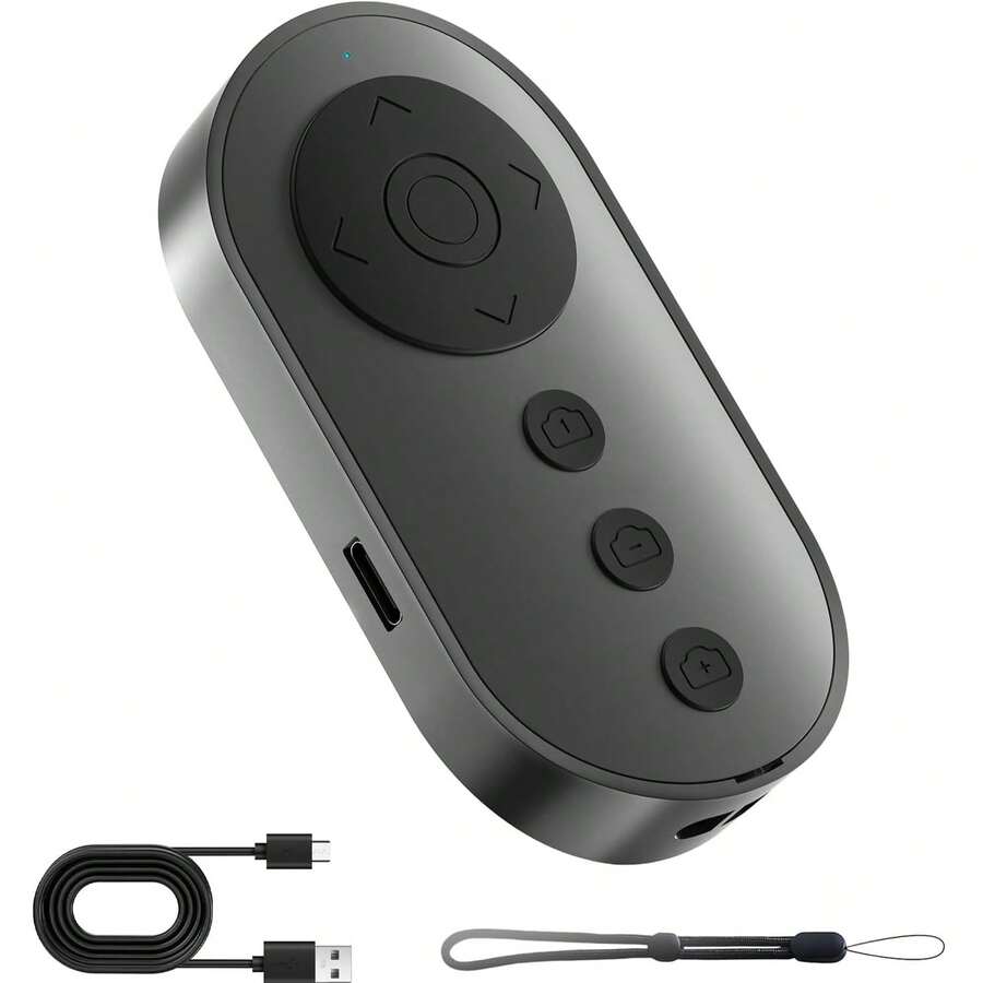 Control remoto de cámara Bluetooth con zoom y cambio de cámara frontal/trasera para fotografía y vlogging, control remoto para teléfono móvil para iOS y Android, desplazamiento inalámbrico de video, adecuado para vacaciones de verano, viajes, vacaciones, obturador de cámara portátil