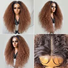 Perucas sintéticas Jerry Curl de 24 polegadas, perucas crespas e cacheadas para mulheres afro, 13x5x1,5, pretas, pré-depiladas, perucas de renda frontal Latisha para mulheres