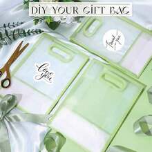 1/4/12pcs Transparent Gift Bags With Ribbons, Suitable For Baby Shower, Graduation, Wedding, Bridal Party, Birthday Party, Business Occasions, With Cut-Out Handles, Reusable PP Material, Size: 7x10x3.15 Inches (Green) - Green - View 4