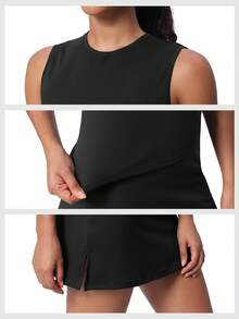 MathCat 2 Piece Tennis Skirt Set For Women Tennis Skirt Sets Athletic Workout Dress Tank Top Golf Outfits - 黑色 - 查看 5