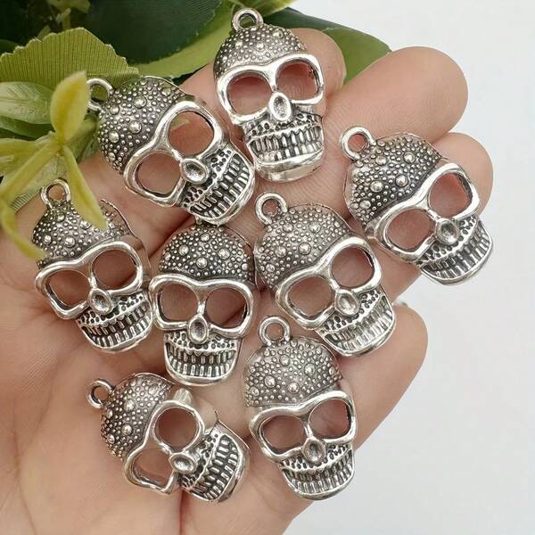 10/20 piezas de accesorios de joyería con diseño de calavera retro, colgantes de calavera de estilo hip-hop, adecuados para hacer joyas DIY, collares, pulseras y colgantes para llaveros