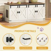 Hzuaneri Cat Litter Cabinet, Hidden Cat Cabinet With Storage Space, Cat House With Magnets, Farmhouse Style, 80 X 50 X 79.5 Cm, Suitable For Hallway, Bedroom, Vintage Brown-White