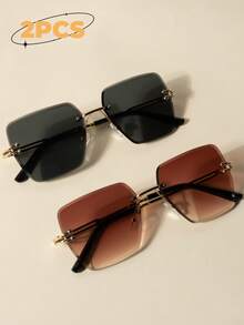 1 pièce/2 pièces/3 pièces Lunettes de mode carrées sans cadre au style audacieux, polyvalentes pour le style de rue, convenant pour le port quotidien, le défilé, l'extérieur, les voyages, le cyclisme, la conduite, les fêtes. Forme carrée. - Ombré - Voir 15