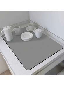 Solid Color Kitchen Countertop Dish Drying Mat For Bowls, Plates And Chopsticks, Sink, And Hand Wash Area, Made Of Quick-Drying Diatomaceous Earth, Available In Three Sizes:30cm*40cm/40cm*50cm. Note: Sizes Are In Centimeters, Not Inches. - Multicolor - View 14