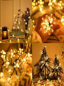 1 Pack Solar Garden String Lights,Outdoor Waterproof Fairy Lights 20/50/100 LED Solar Flower String Lights - 8 Lighting Modes Fancy Lights For Garden, Patio, Fence, Christmas Tree. Atmosphere Lights . For Outdoor Yard ,Patio ,Balcony ,Fence, Staircase, Lawn Decoration Christmas, Halloween, New Year And Holiday Decoration (Multicolor/Purple/Warm White/White)