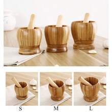 Nature Bamboo Mashed Garlic Garlic Herb Spice Mixing Grinding Crusher Kitchen Gadgets Accessories, Kitchen Garlic Jar, Household Small Tool For Pressing Garlic, Ginger Mortar Grinder, Garlic Puree Maker - Multicolor - View 8