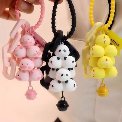 1 Llavero lindo, colgante pequeño de animal personalizado, gran regalo para Navidad, Día de San Valentín, Año Nuevo Chino, útiles escolares, regreso a clases, para oficina, para escuela, para aula, para regalos de maestros, para universidad, para colegas, apto para llaves y llaves de coche, regalo de Halloween, accesorio de coche