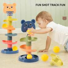1pc Children Cartoon Basketball Board Toy, 3 Track 3 Balls/5 Track 5 Balls/7 Track 7 Balls, Educational Early Learning Exercise Hand Grip And Focus Ability, Track Ball Stacking Toy, Kids Birthday/Thanksgiving/Christmas Gift