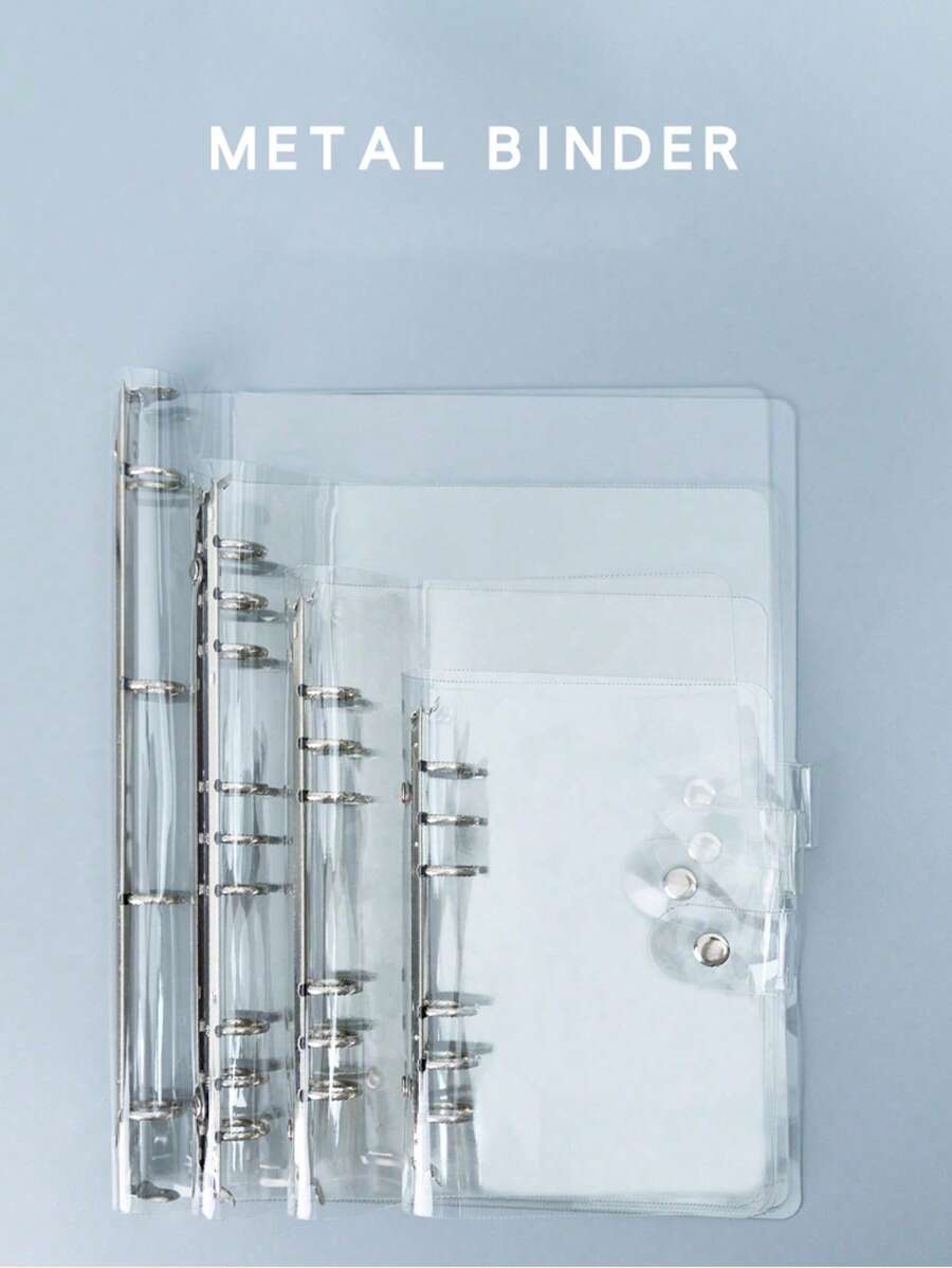 CENS Carpeta de anillas transparente A4/B5/A5/A6/A7 con botón de clip de PVC, colaboración de marca, fabricante original para almacenamiento y organización en oficina, hogar y escuela, organizador de presupuesto y dinero, portada de carpeta resistente para uso intensivo en negocios/oficina y escuela/estudiantes