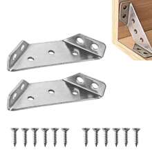 2pcs Stainless Steel Corner Braces With Screws, Multi-Purpose 90 Right Angle Support, Stainless Steel Angle Bracket, Shelf Brackets, Support Brackets For Drawers,Tables And Chairs,Cabinets,Wood Furniture