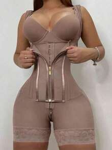 Women Shapewear Bodysuits - Brown - View 1
